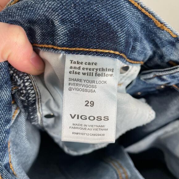 Vigoss Royce 70s Stovepipe Straight Leg Jeans Size 29 Medium Wash Distressed - Picture 7 of 13